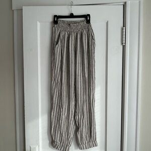 Aerie Striped Ankle Pants - Black and White